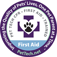 Badge: Pet Tech CPR and First Aid trained by PetTech.net